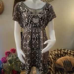 Bohemian Brown and Cream Paisley Dress